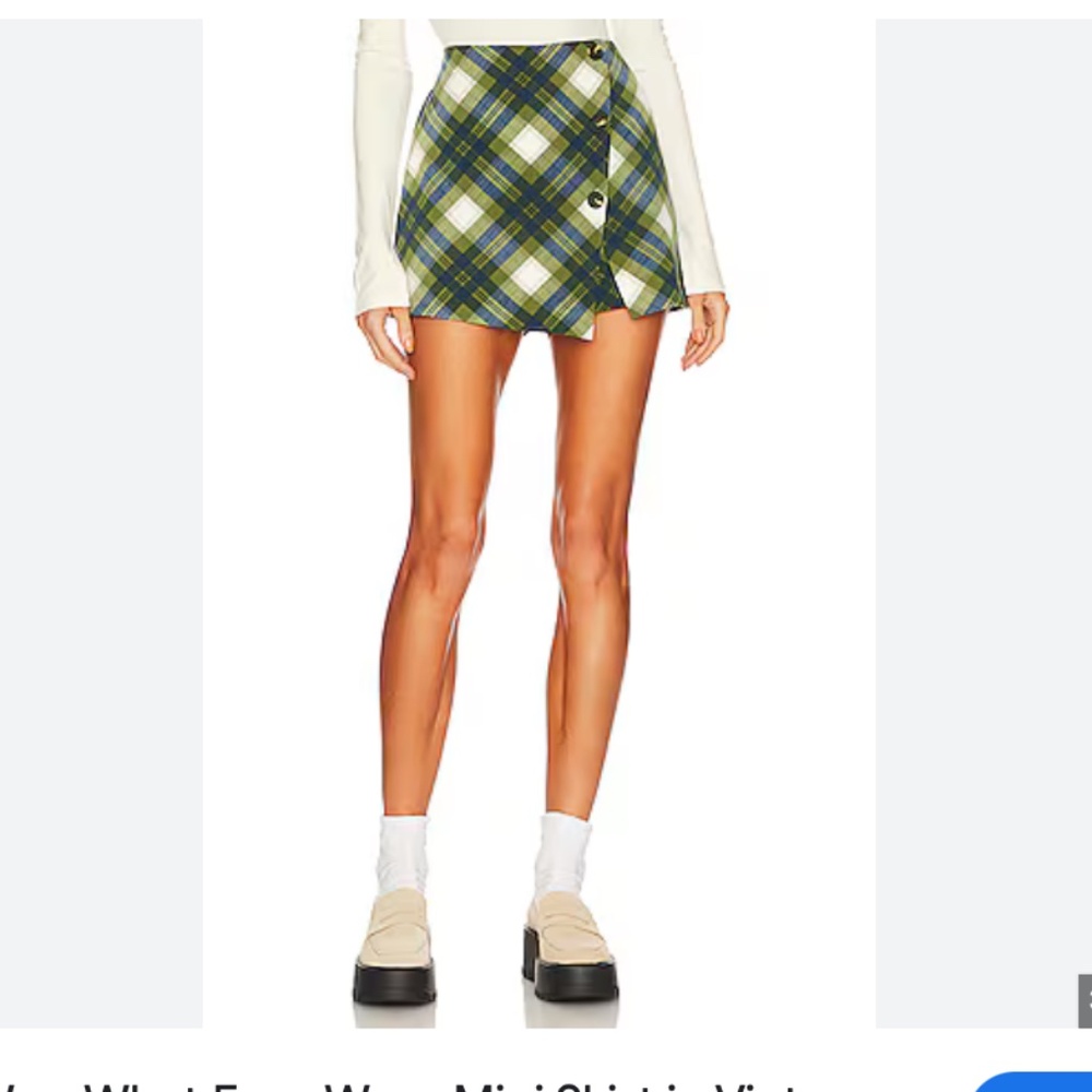 WeWoreWhat Faux Wrap Mini Skirt/Skort in Vintage Plaid, Women's Size Small